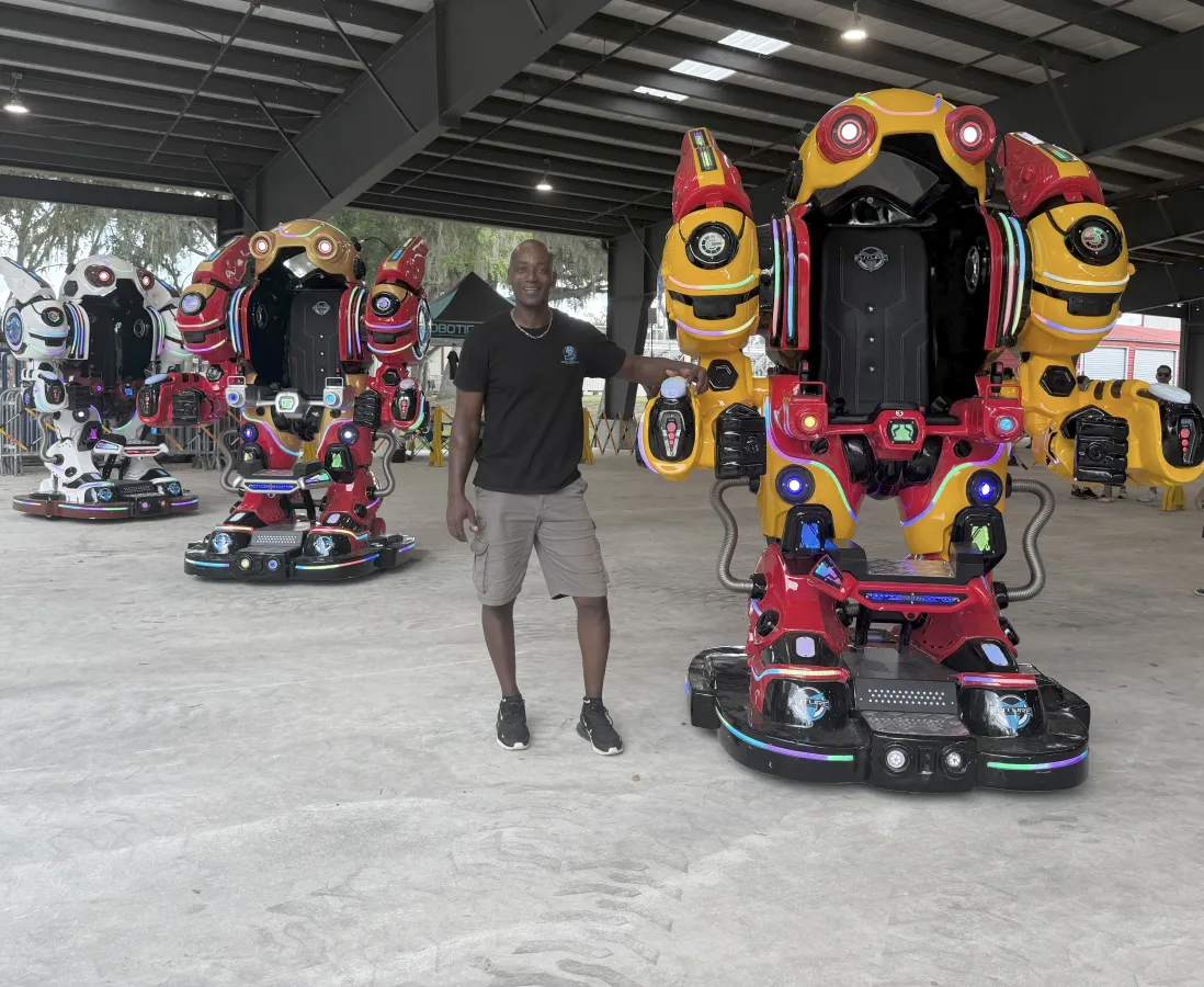 Interactive robot rides bring futuristic fun to community events